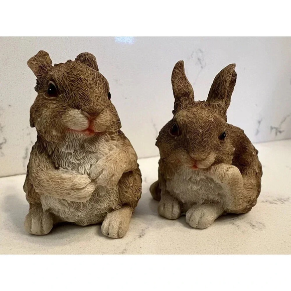 Vintage Pair of Bunnies Rabbits Resin - Picture 2 of 8